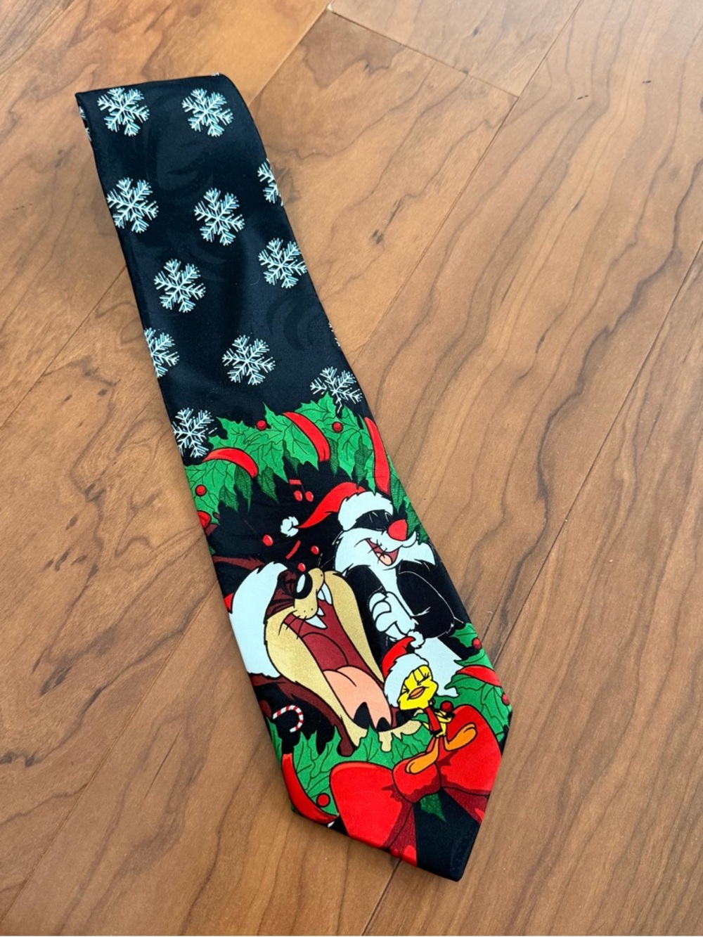 Looney Tunes Men's Tie Christmas Taz Tweety Sylvester Holiday Necktie 1997